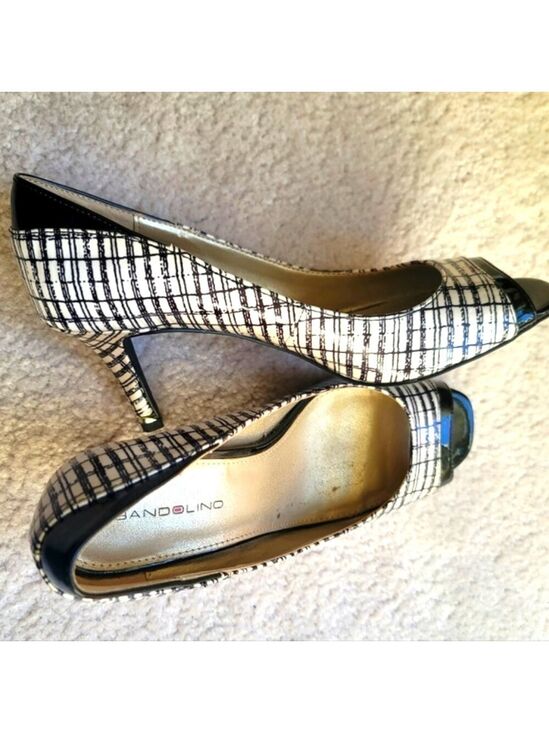 Bandolino Shoes - Bandolino Women's Patent Black and White Peep-Toe Pumps Size 7.5 M